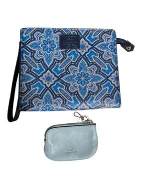 Liberty Blue Floral Zip Wristlet Clutch & Kate Spade Peddle Leather Coin Pouch